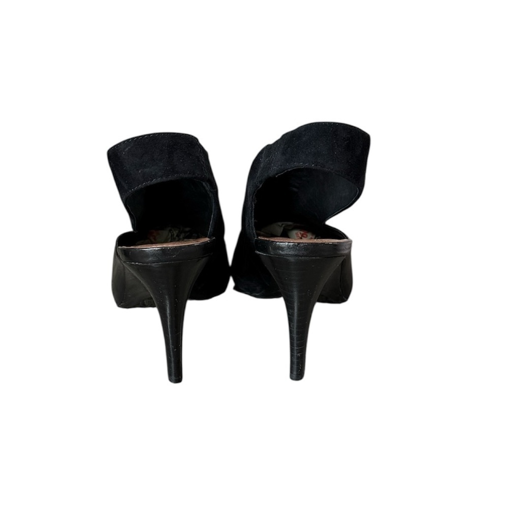 Vince Camuto Black Leather&suede combination Slingback Sleek Minimalist 7,5 - Picture 2 of 5